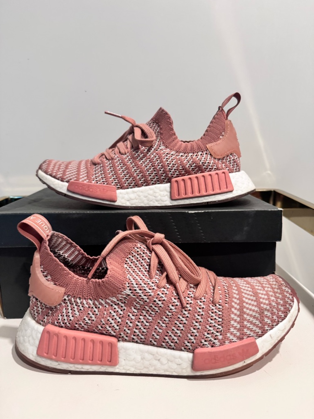 adidas NMD R1 Knit Sneakers - Rose Pink White
